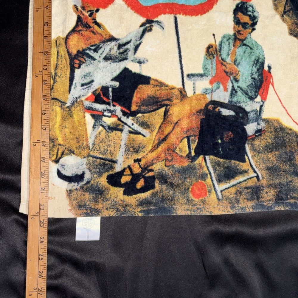 VTG Rare Beach Towel Norman Rockwell Saturday Evening Post Beach Scene 58X33 - Picture 13 of 15